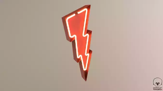 Lightning Bolt NEON Sign v2 Low-poly 3D model
