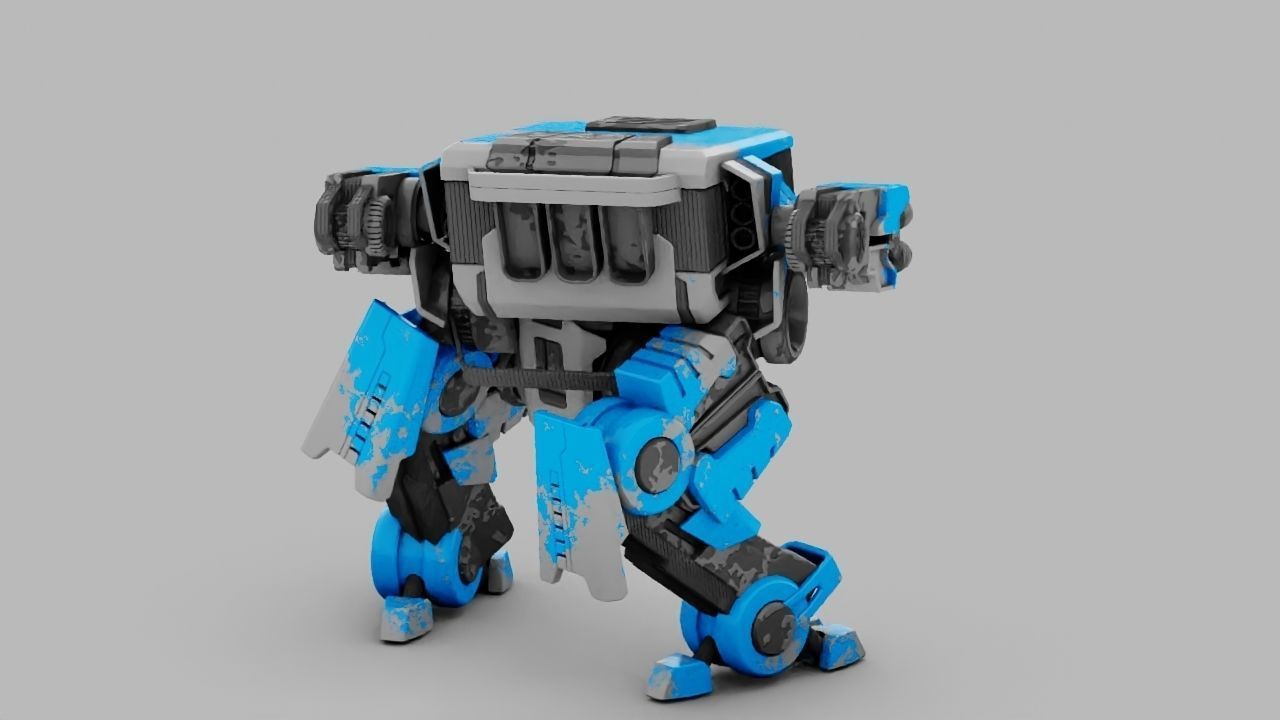 military robot  rigged character 3D model_3
