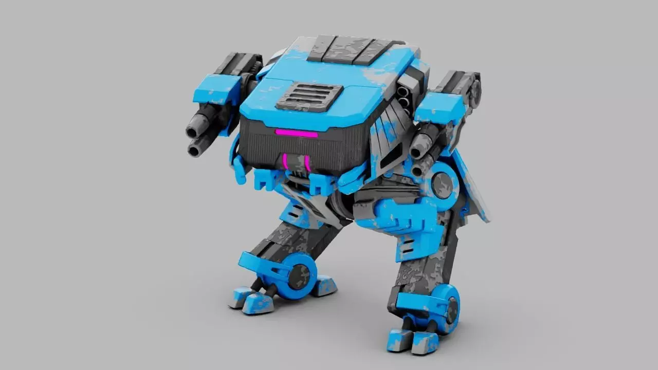 military robot  rigged character 3D model_0