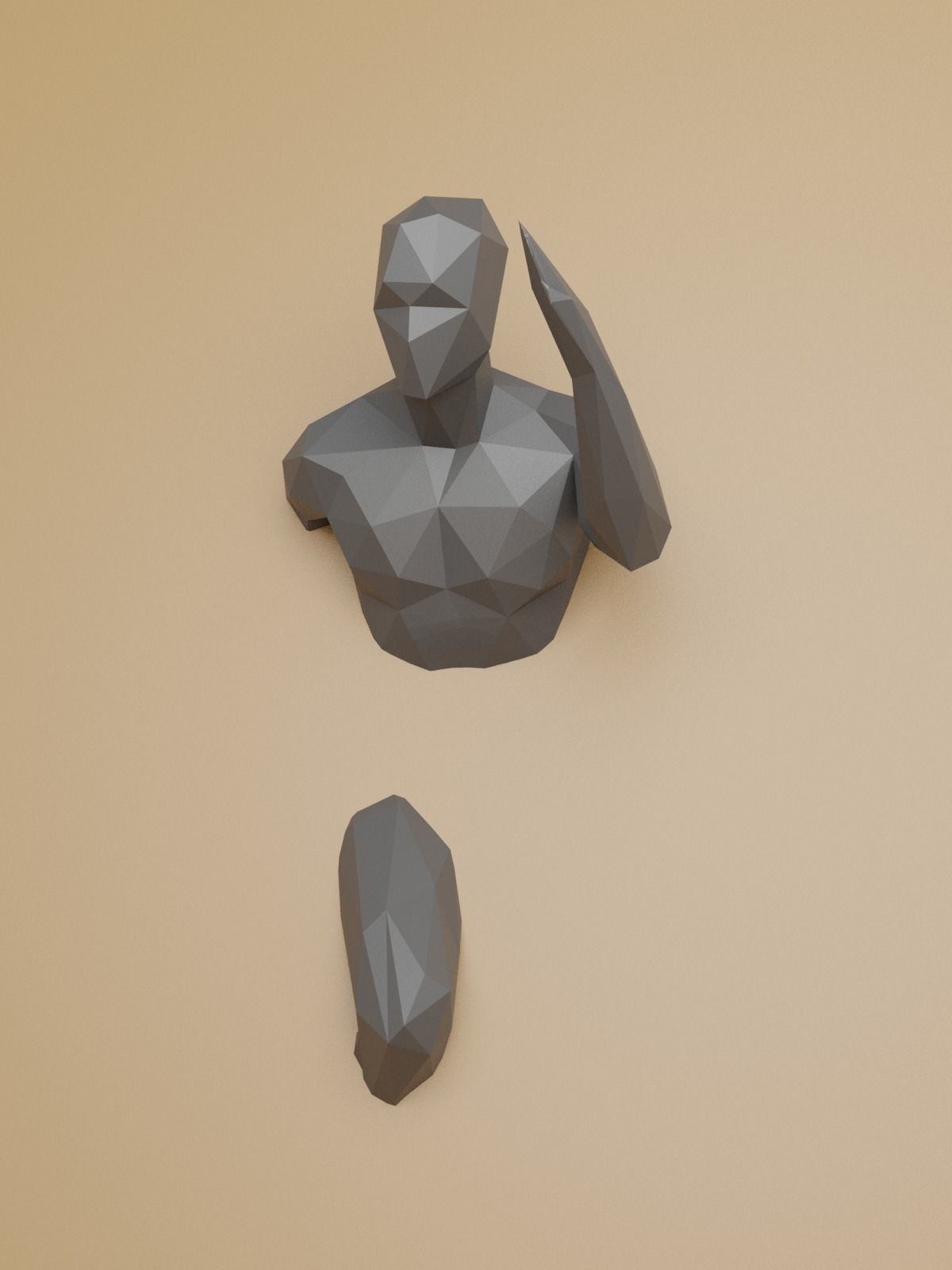 Low Poly Running Man out of Wall 3D print model_12