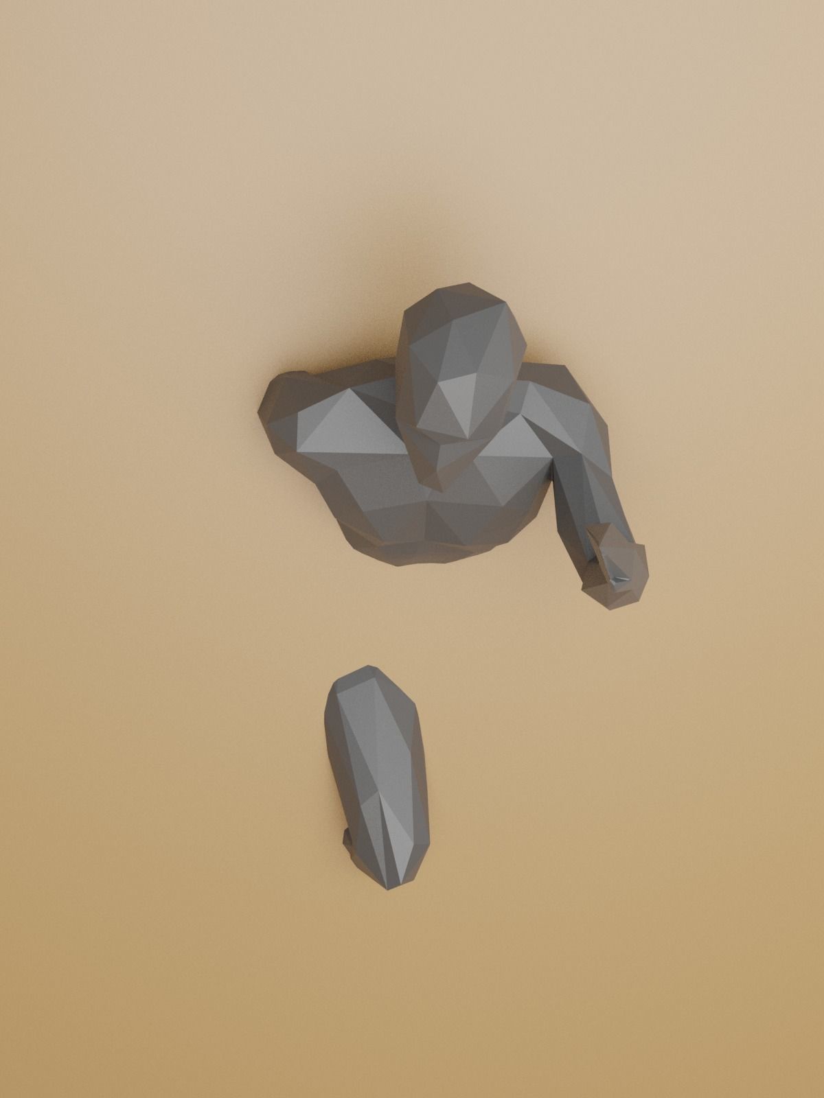 Low Poly Running Man out of Wall 3D print model_3