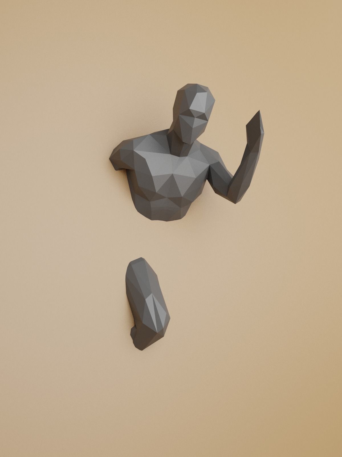 Low Poly Running Man out of Wall 3D print model_11