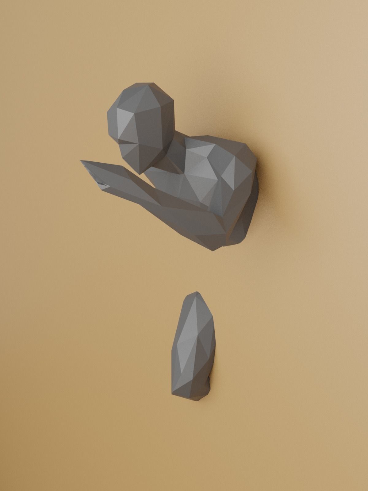Low Poly Running Man out of Wall 3D print model_8