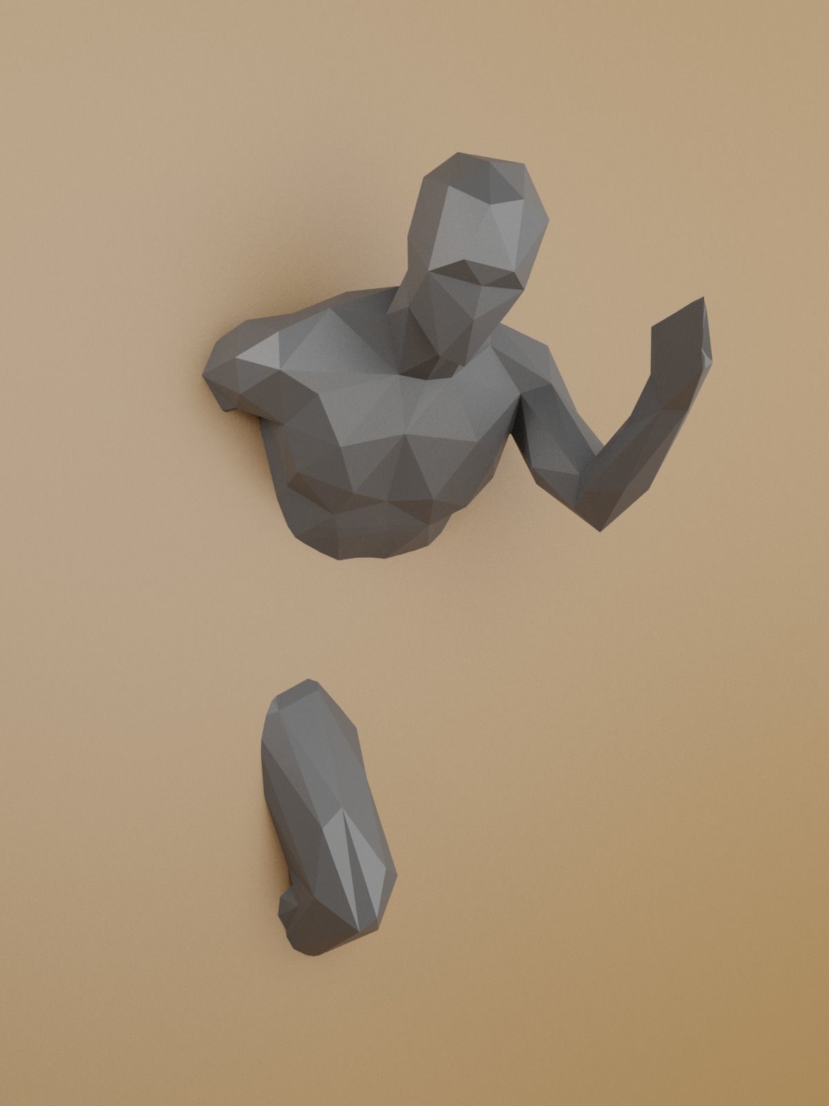 Low Poly Running Man out of Wall 3D print model_6
