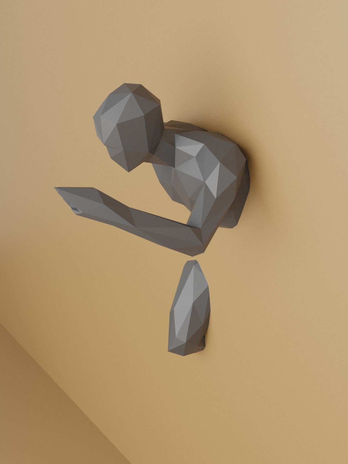 Low Poly Running Man out of Wall 3D print model_9