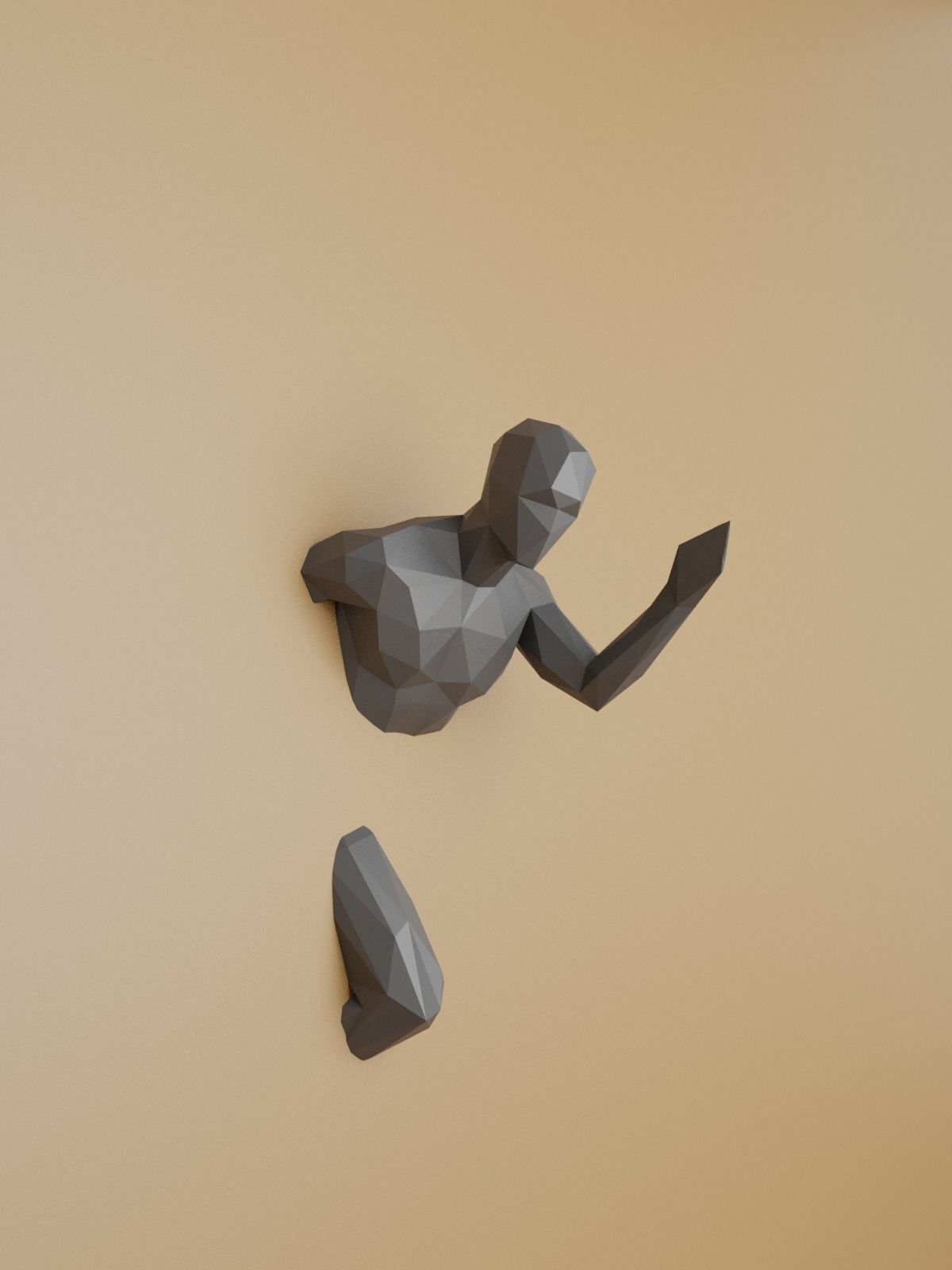 Low Poly Running Man out of Wall 3D print model_1