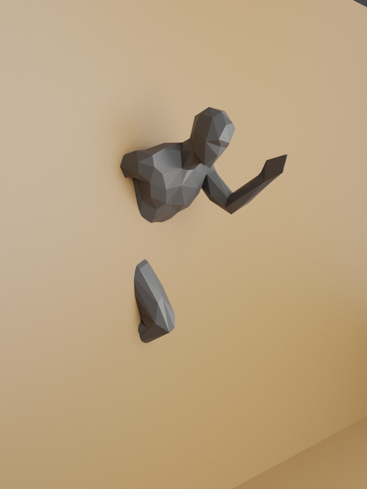 Low Poly Running Man out of Wall 3D print model_4