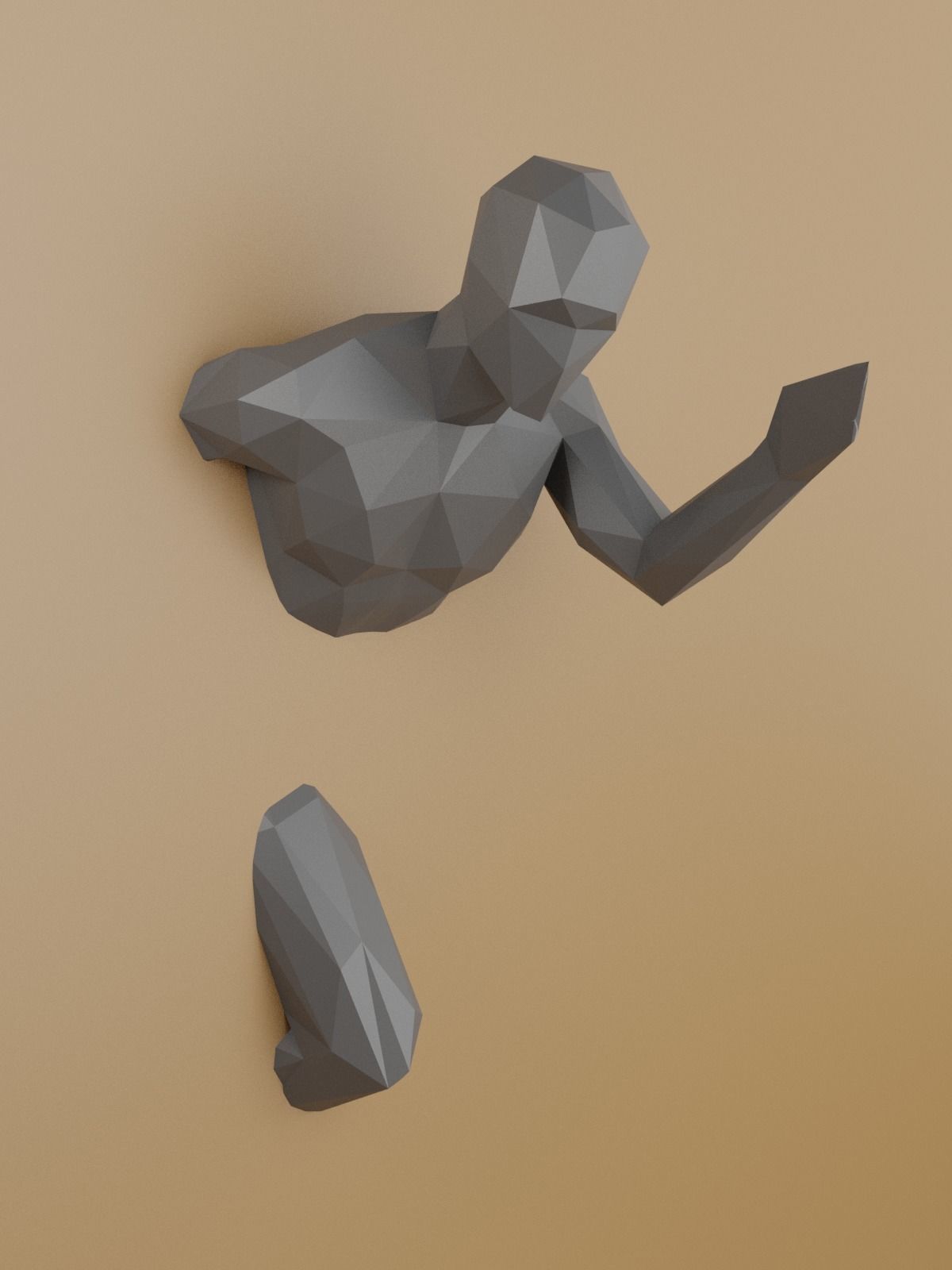 Low Poly Running Man out of Wall 3D print model_5