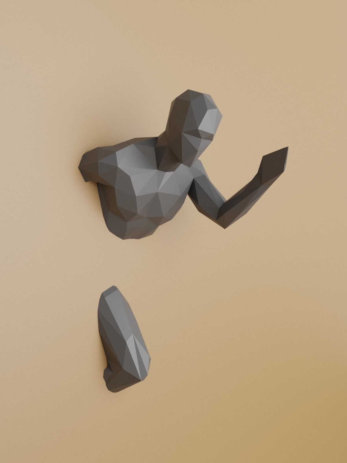 Low Poly Running Man out of Wall 3D print model_2