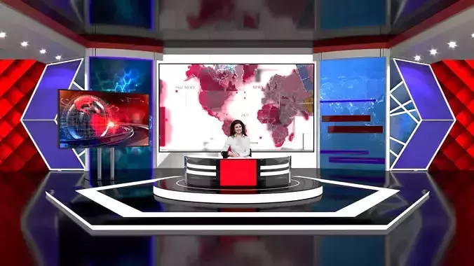 Virtual set news studio