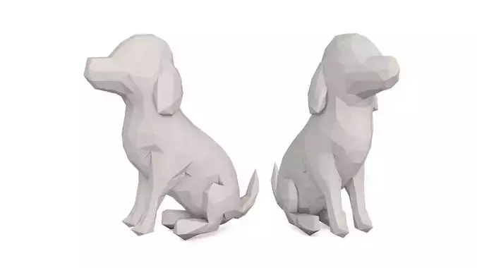 Low Poly Dog polygonal Low-poly 3D model