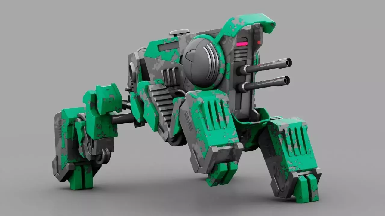 combat robot rigged character 3D model