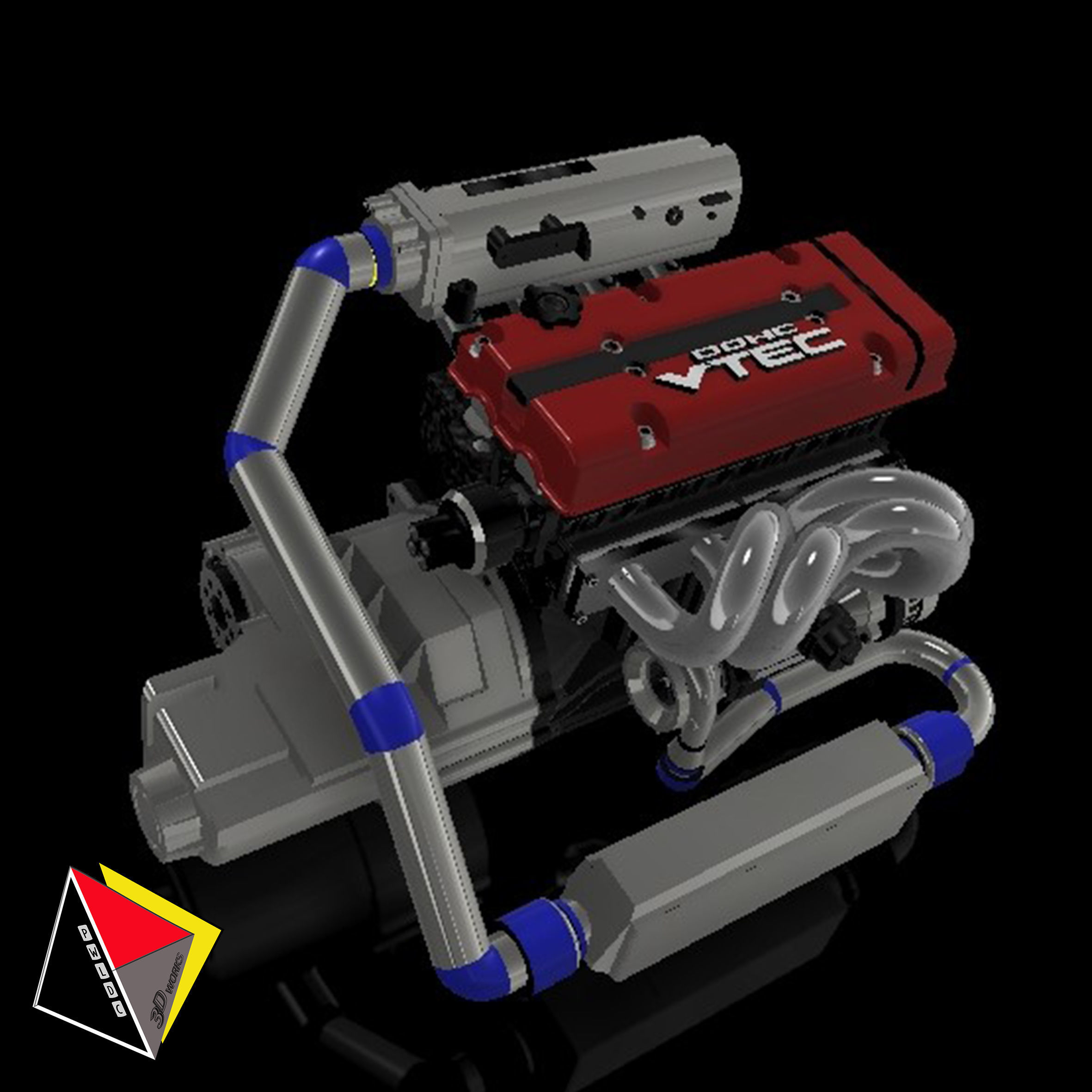 1 24 Scale Engine H22 3D print model_2