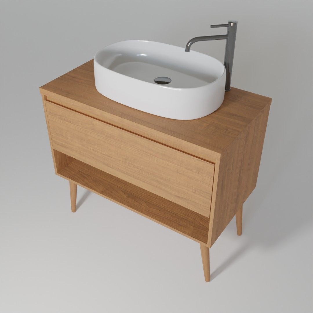 Bathroom cabinet with sink and faucet 3D model_1