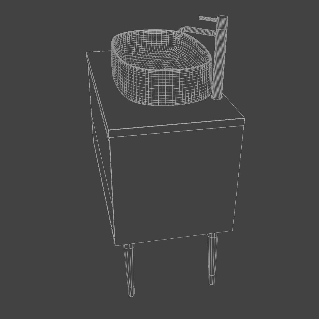 Bathroom cabinet with sink and faucet 3D model_6