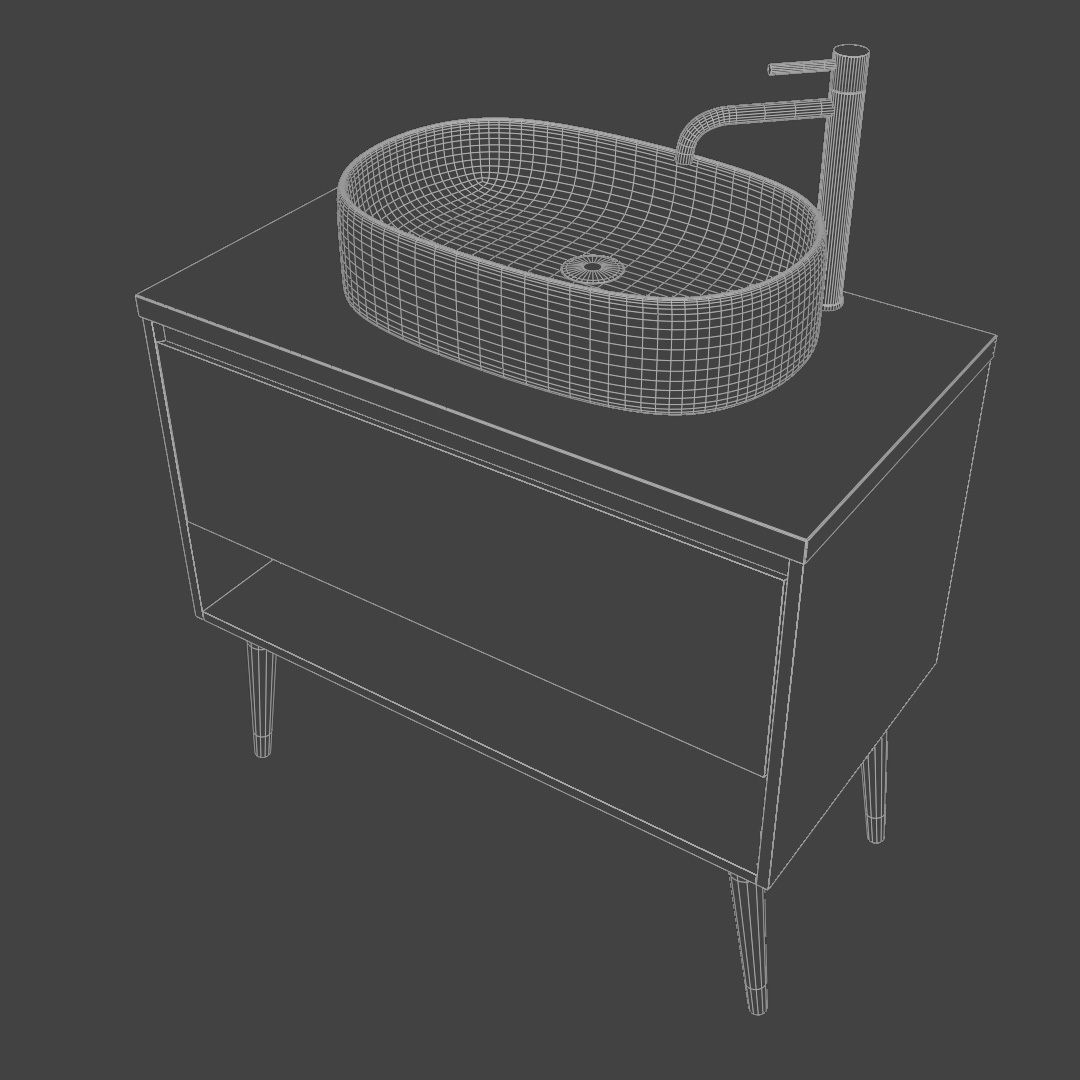 Bathroom cabinet with sink and faucet 3D model_5