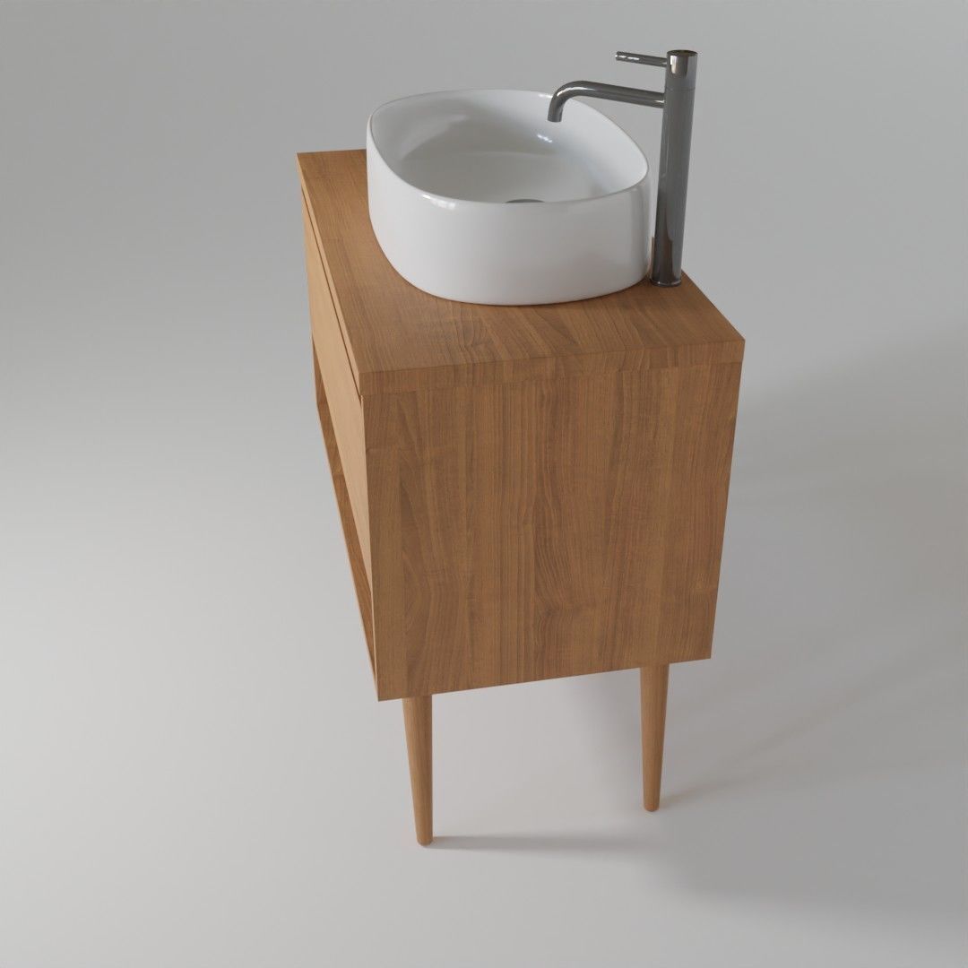 Bathroom cabinet with sink and faucet 3D model_2