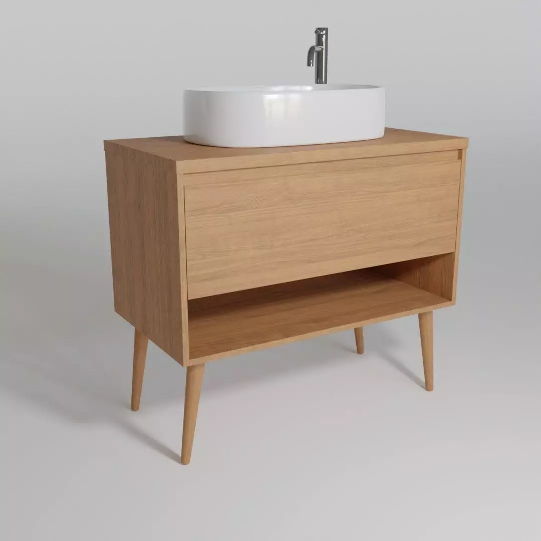 Bathroom cabinet with sink and faucet 3D model_0