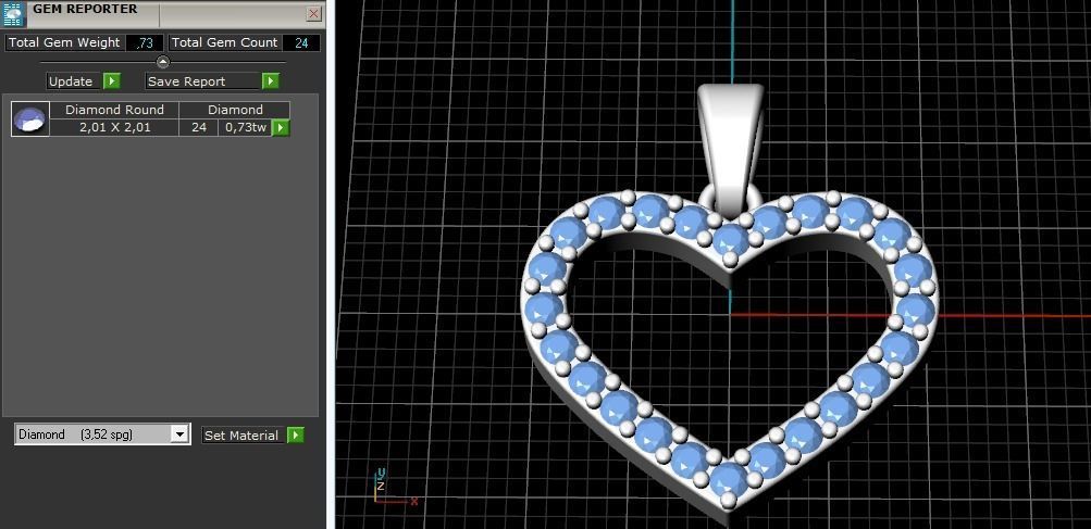 Pendant Heart Model 1275 3D print model_3