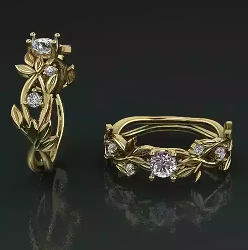 Womens ring with a flower Model 1288