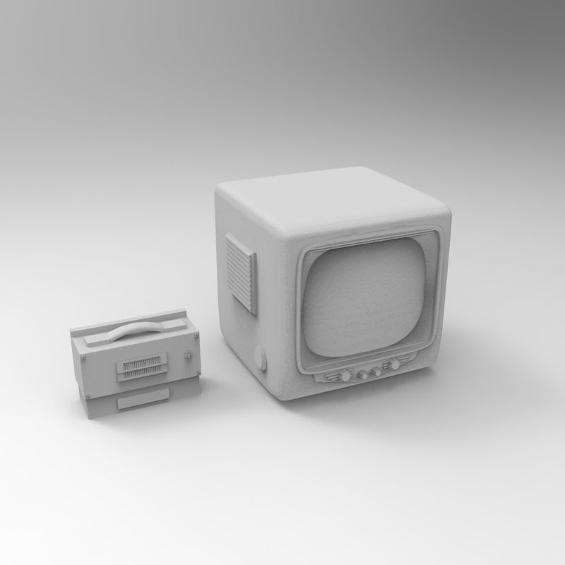 Vintage TV years 1930 - 1950 - 1-35 scale accessory for dioramas 3D print model_3