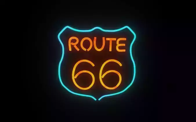 neon Route66 p2 decoration 3D model