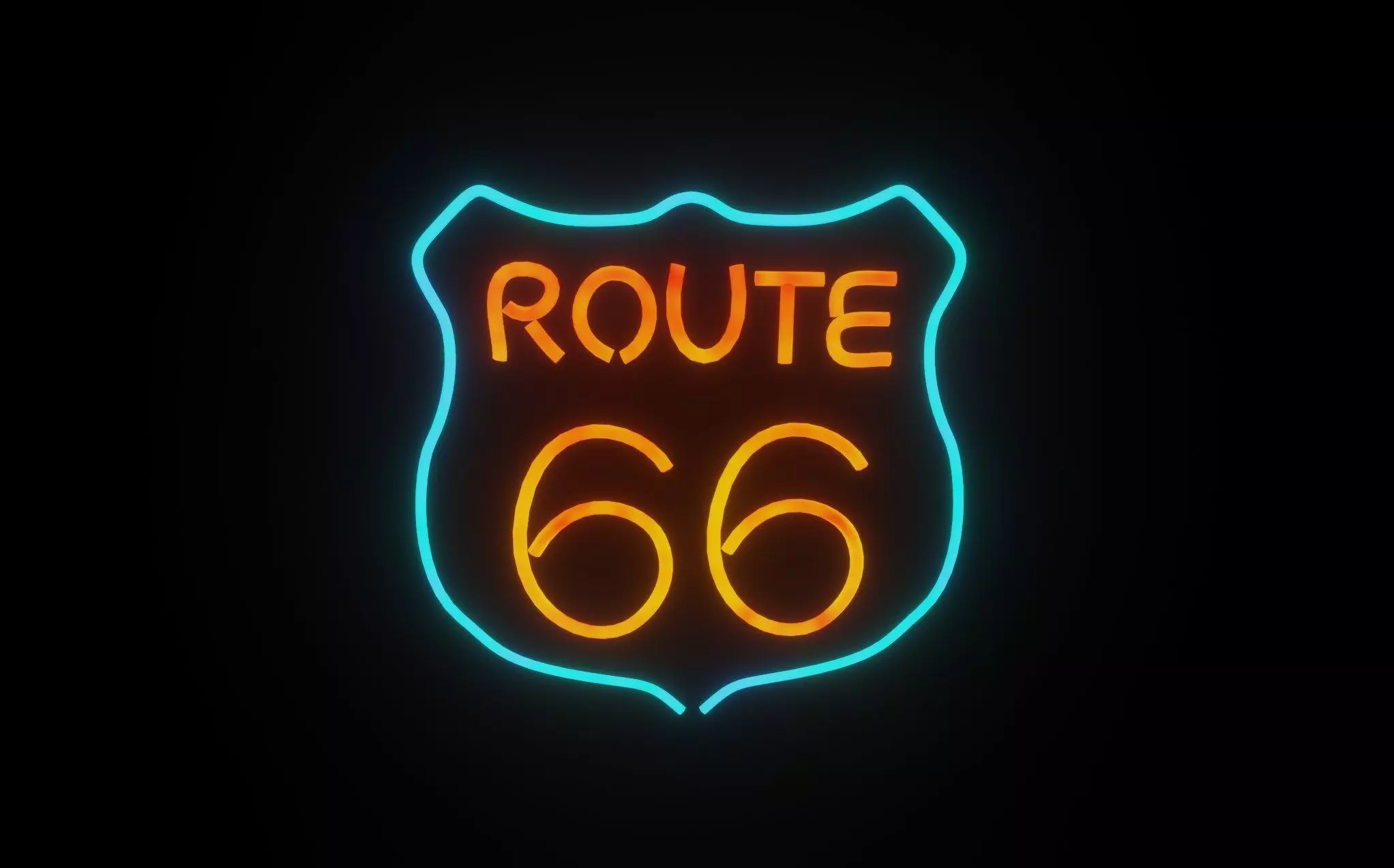 neon Route66 p2 decoration 3D model Low-poly 3D model_0