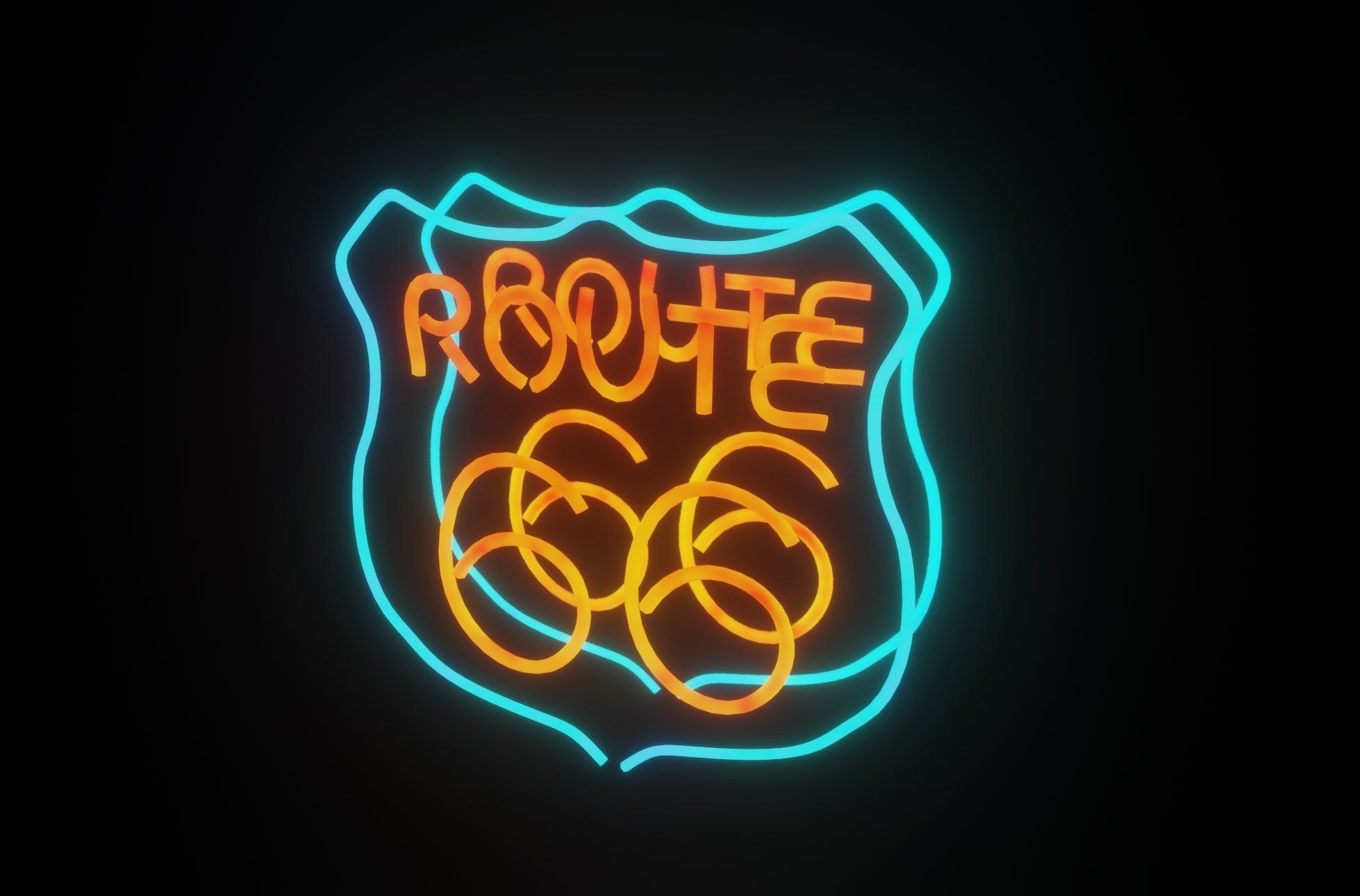 neon Route66 p2 decoration 3D model Low-poly 3D model_1