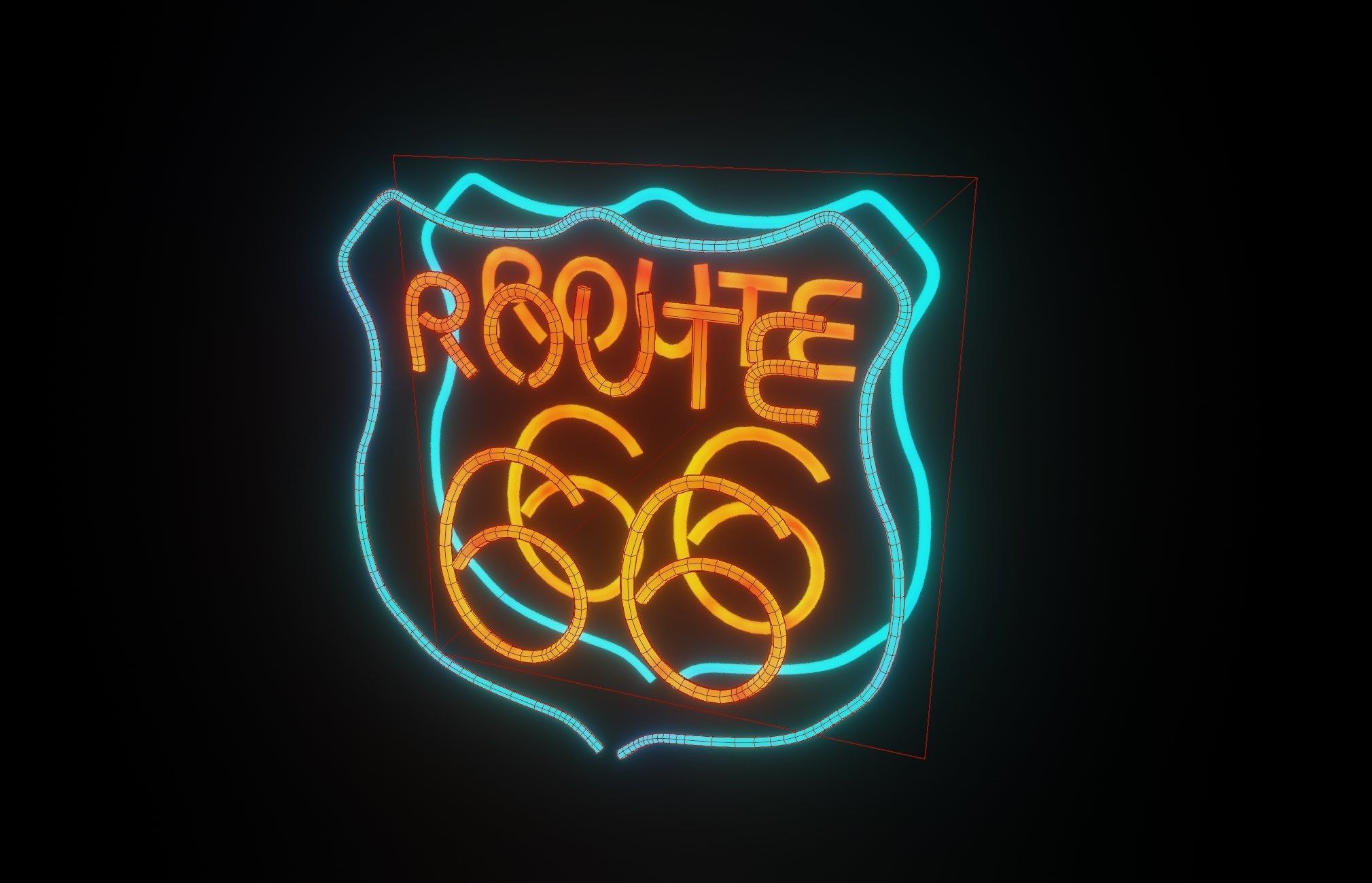 neon Route66 p2 decoration 3D model Low-poly 3D model_2