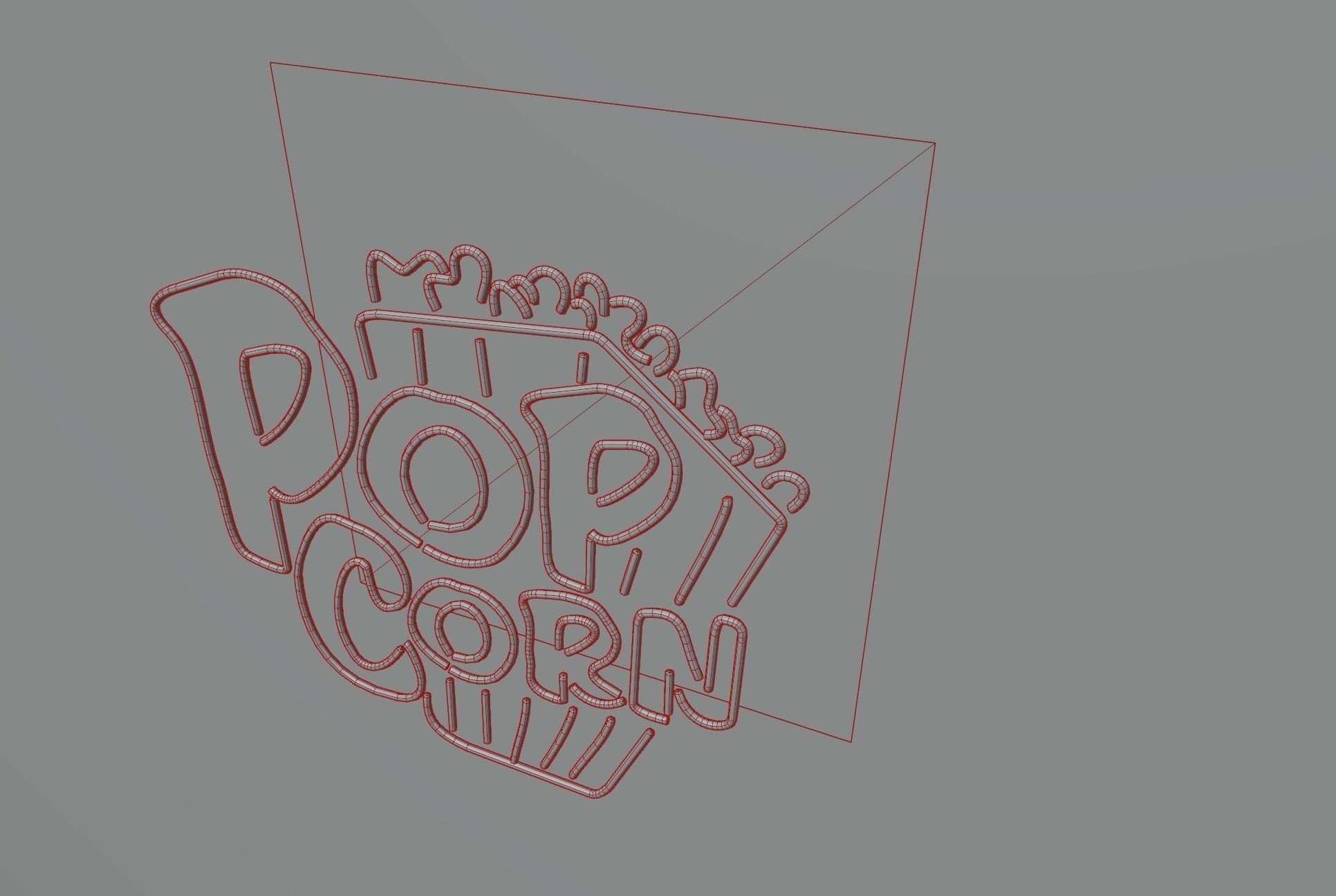 neon Popcorn p2 decoration 3D model Low-poly 3D model_3