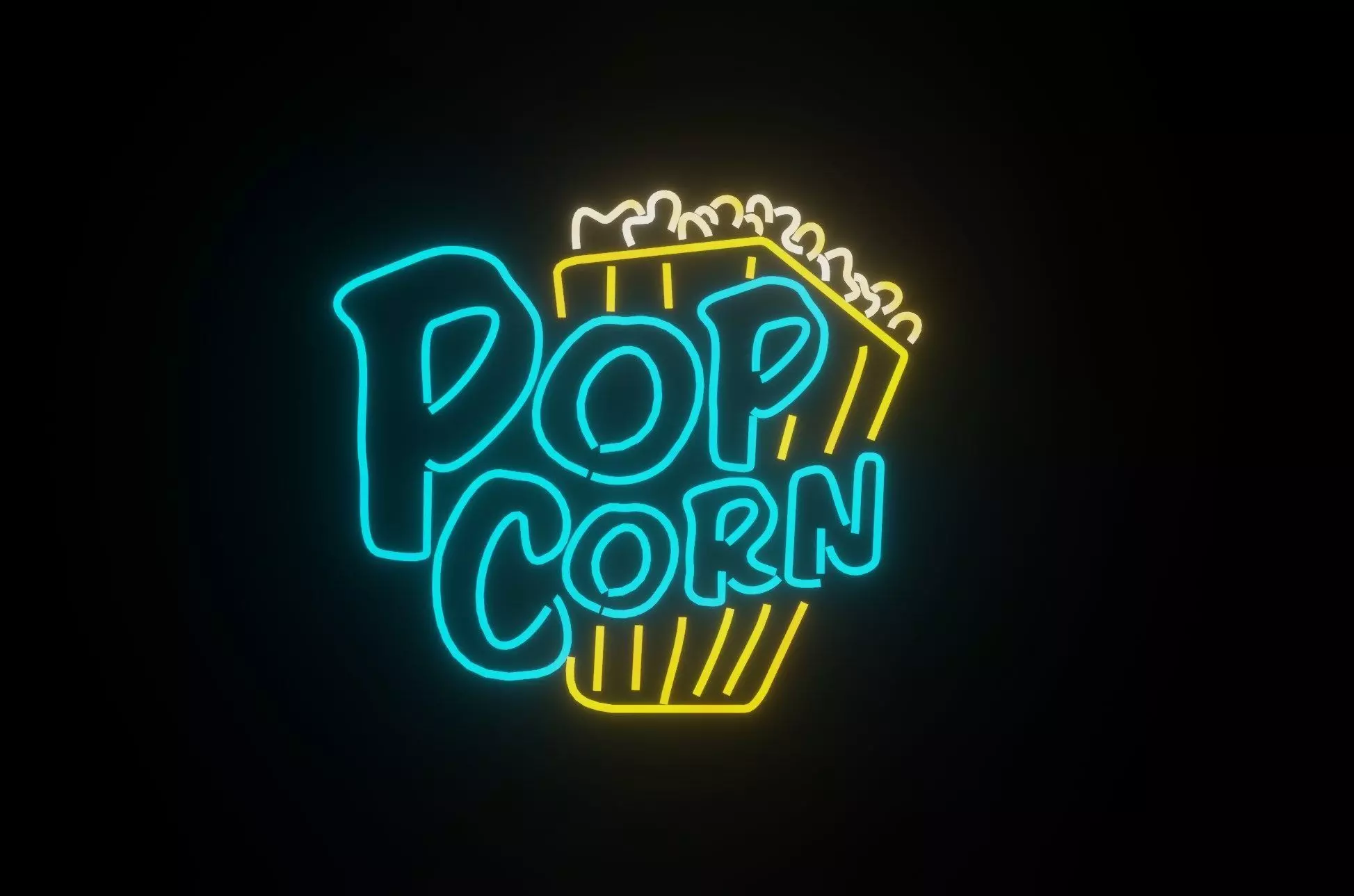 neon Popcorn p2 decoration 3D model Low-poly 3D model_0