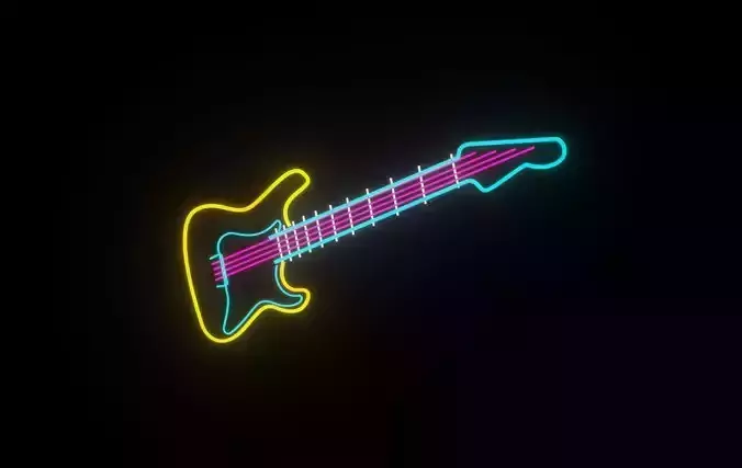 neon Guitar p2 decoration 3D model Low-poly 3D model