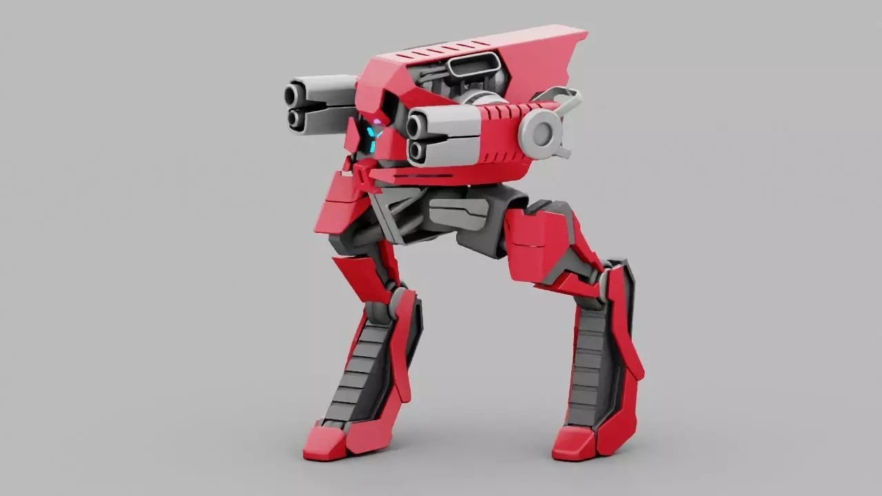 Raptor Combat Robot rigged character 3D model_0