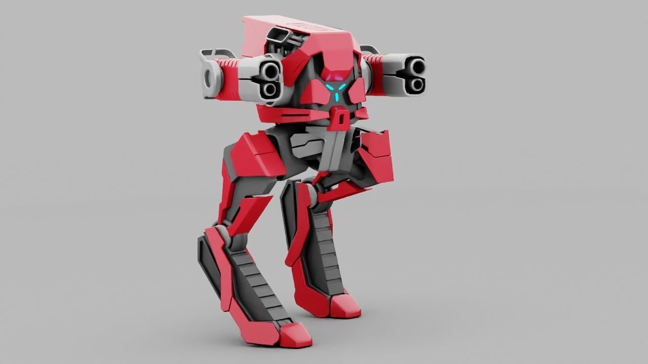 Raptor Combat Robot rigged character 3D model_2