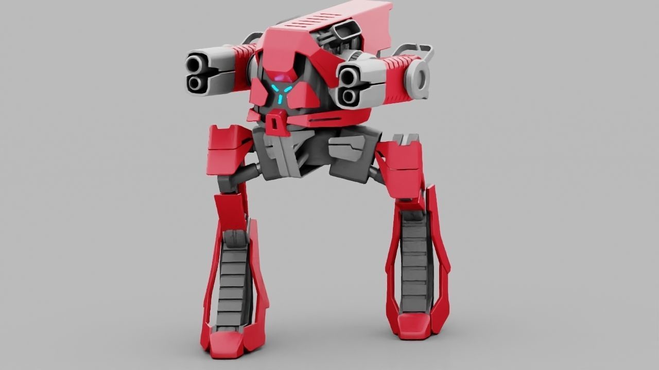 Raptor Combat Robot rigged character 3D model_1