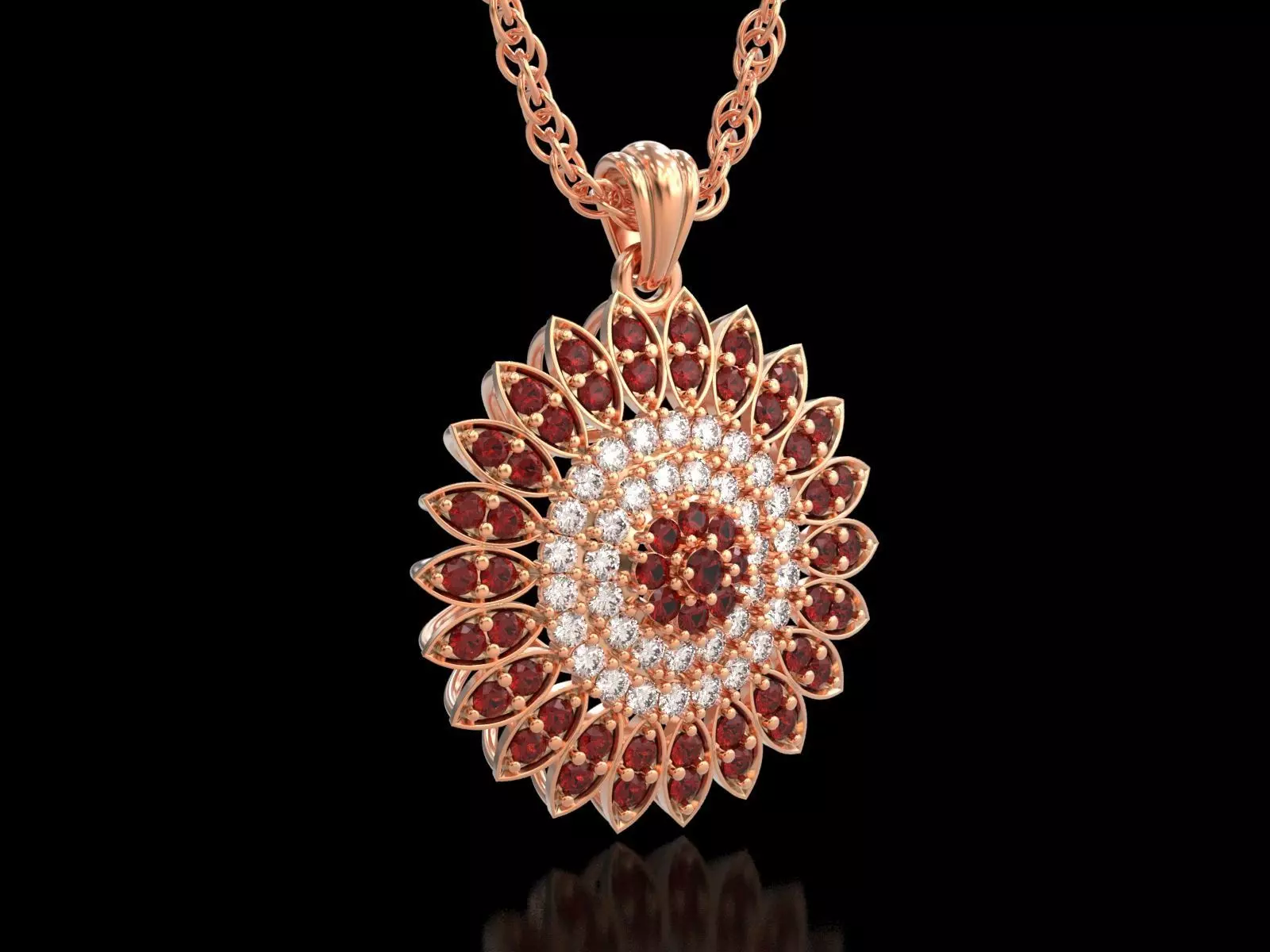 Round Floral Diamond Pendant 3D print model