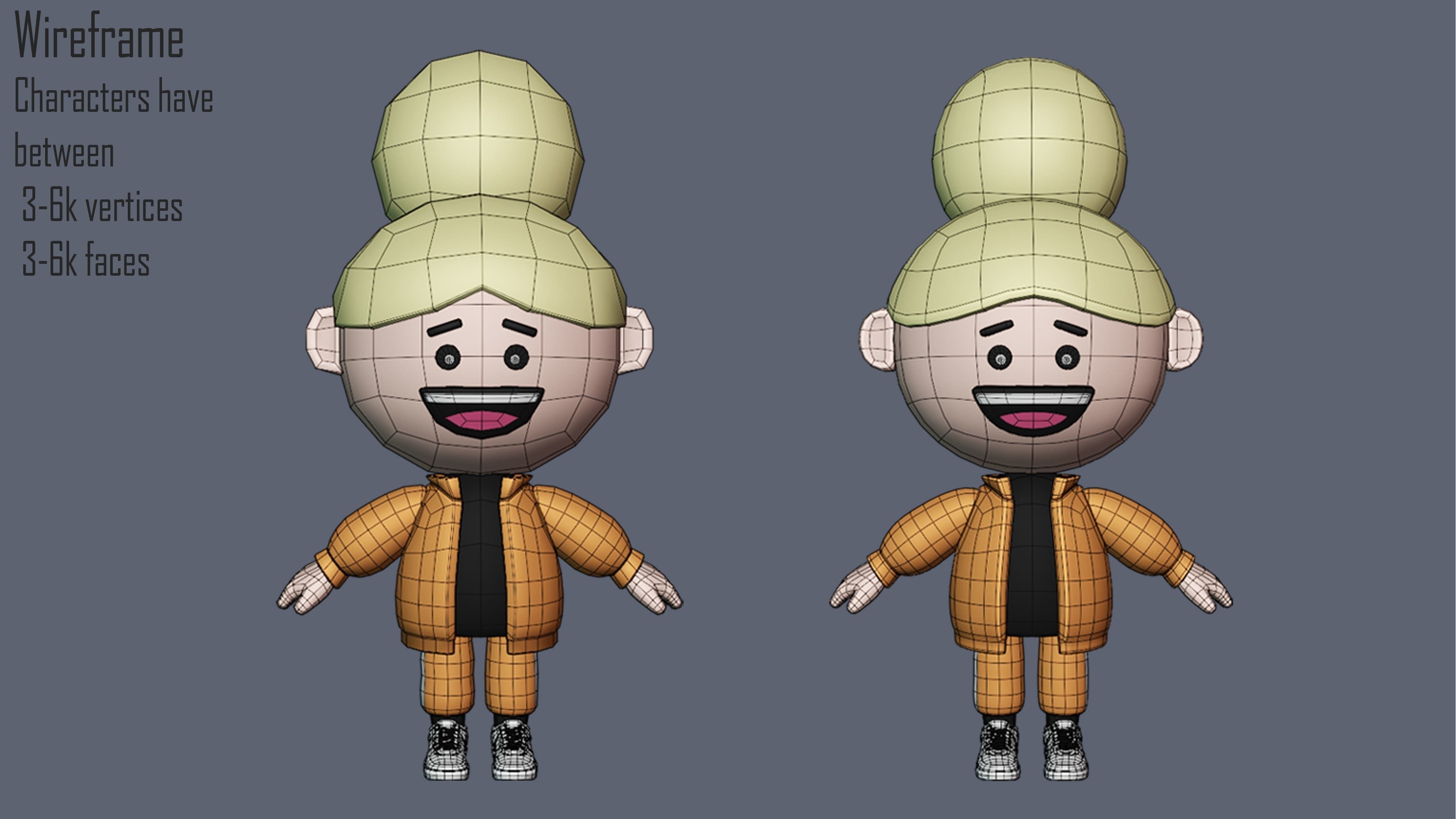 Cute Characters 4  Low-poly 3D model_13
