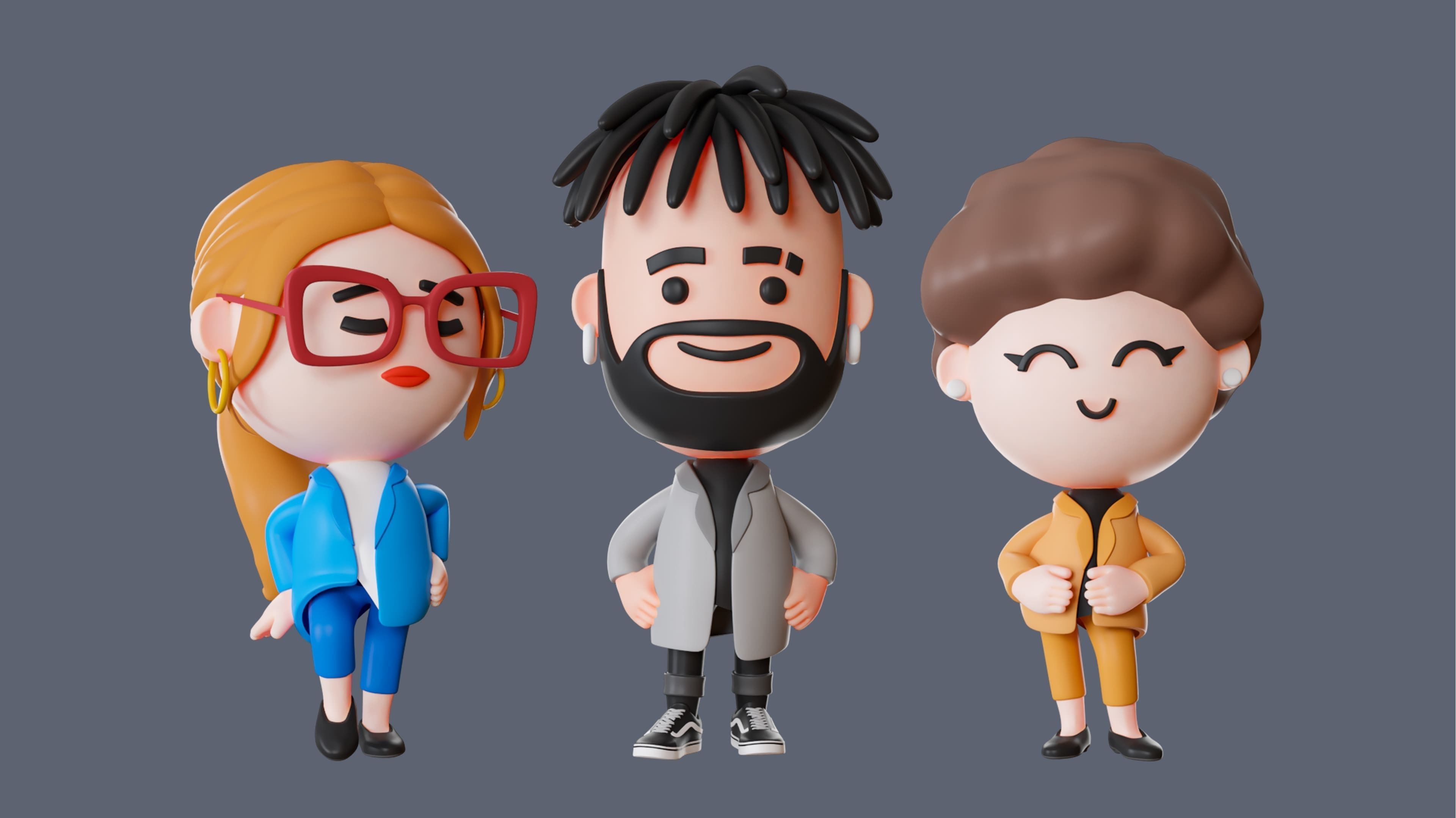 Cute Characters 4  Low-poly 3D model_4