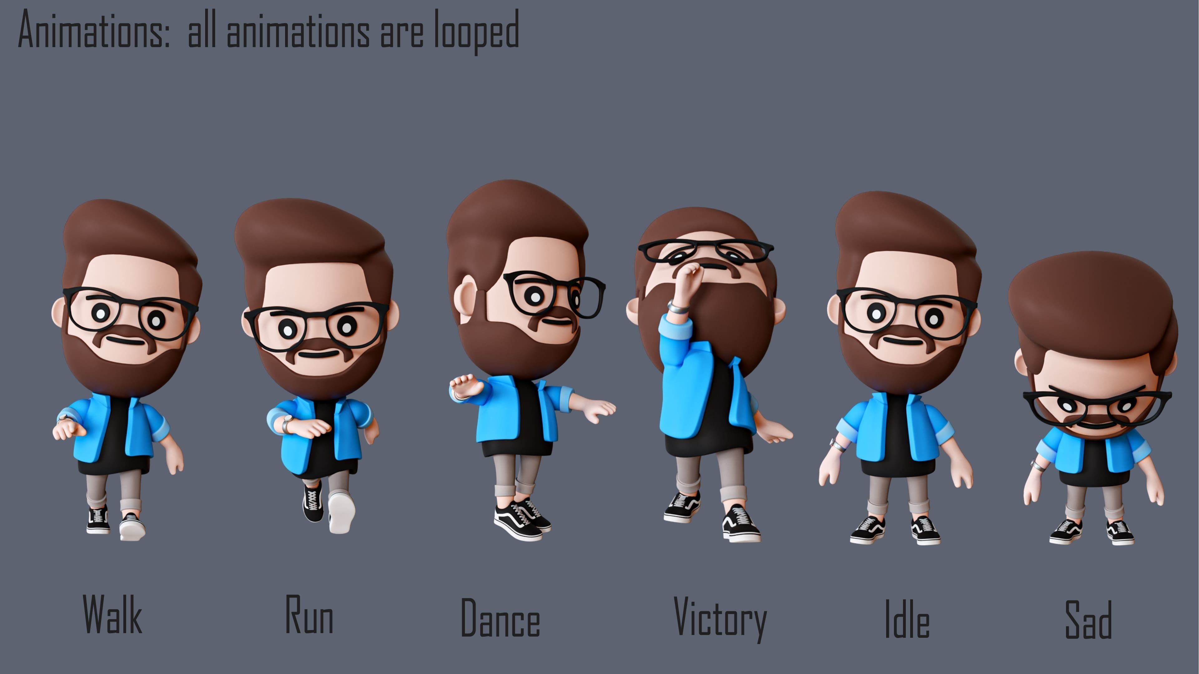 Cute Characters 4  Low-poly 3D model_2