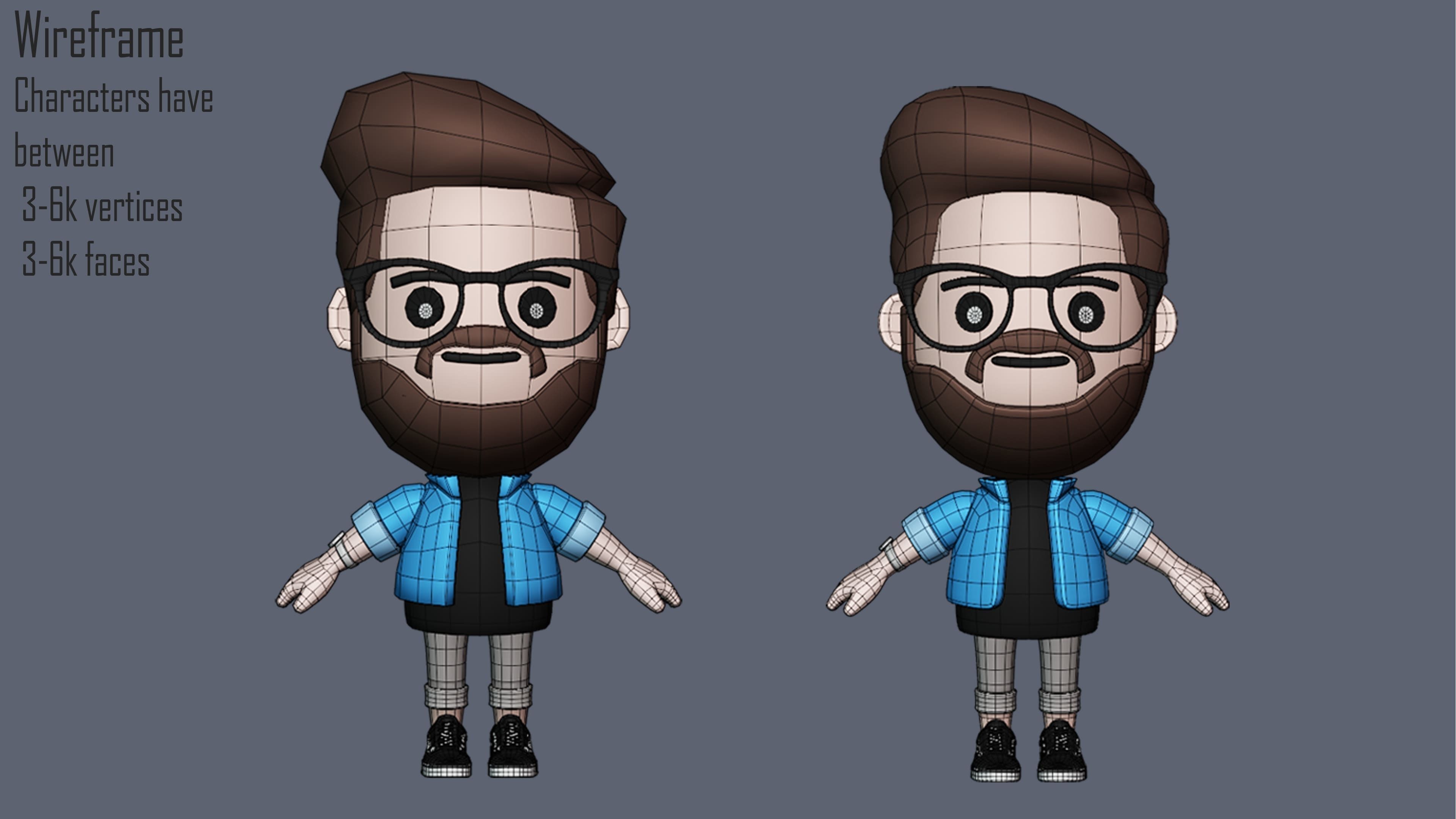Cute Characters 4  Low-poly 3D model_14