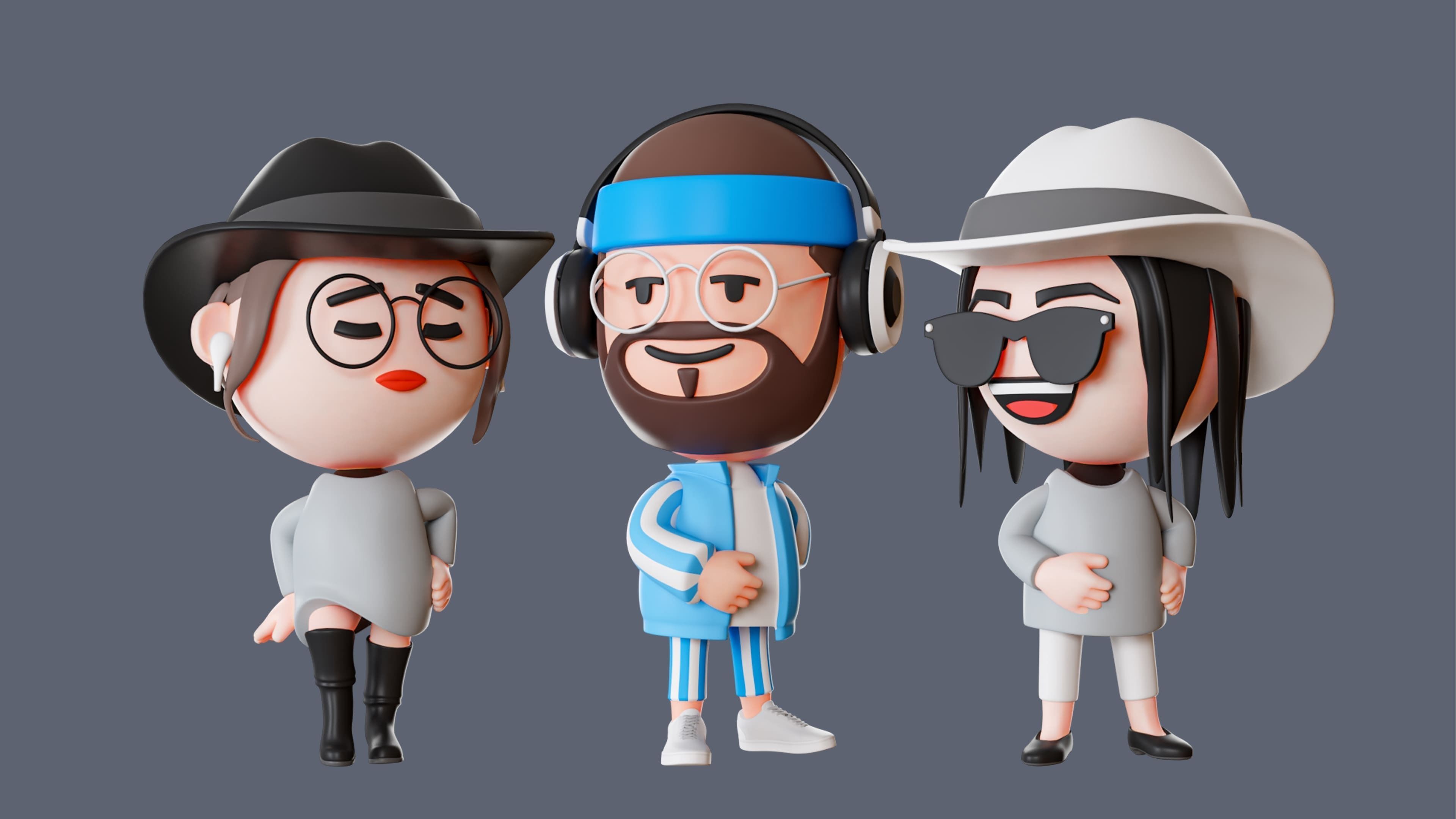 Cute Characters 4  Low-poly 3D model_8