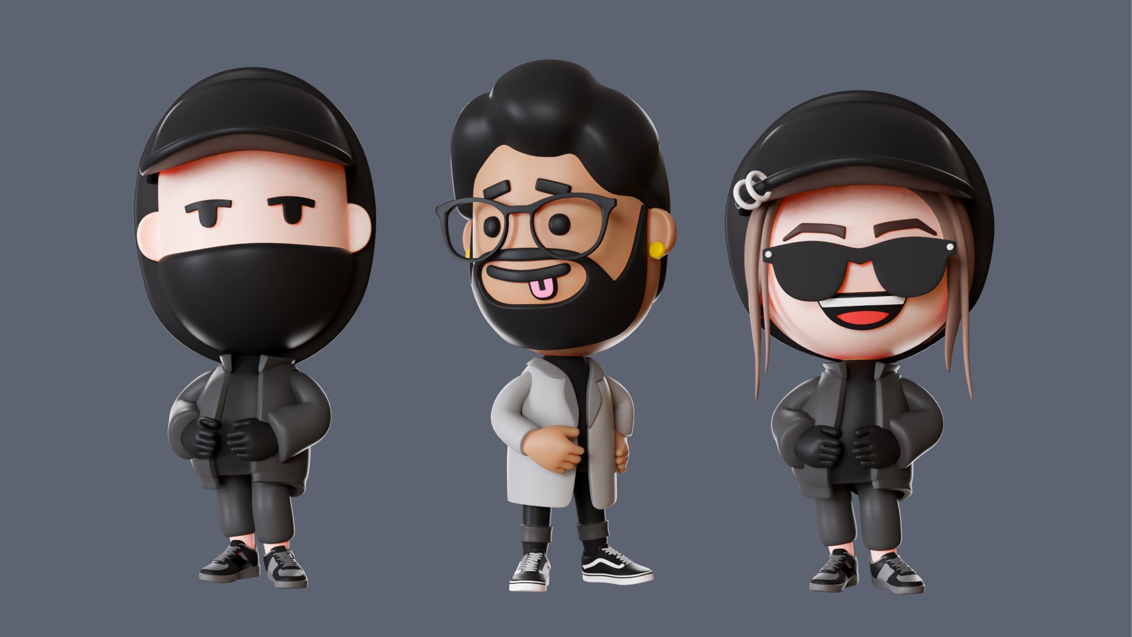 Cute Characters 4  Low-poly 3D model_3