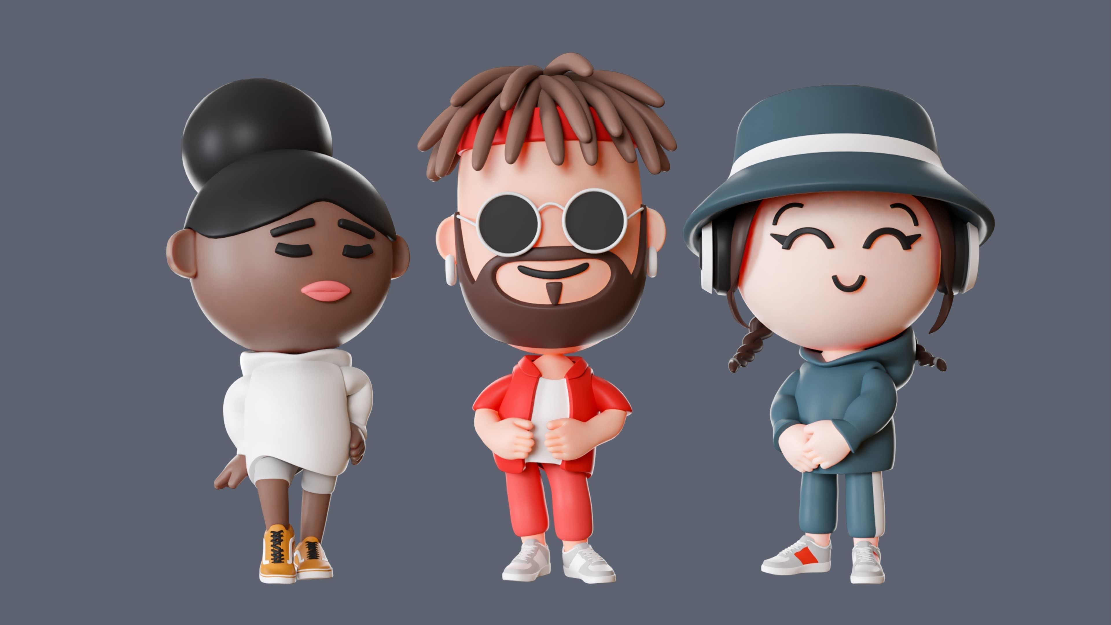 Cute Characters 4  Low-poly 3D model_6