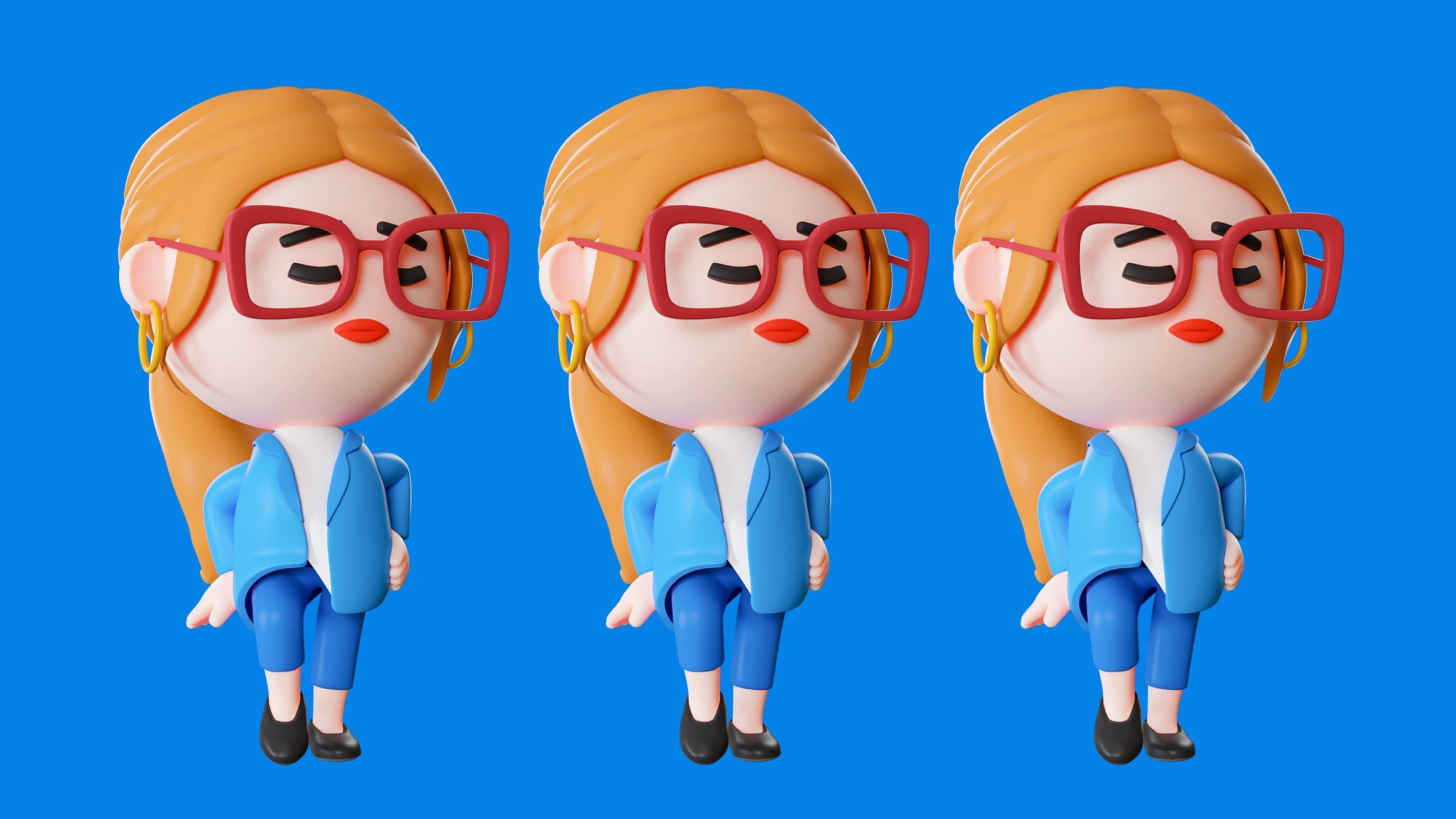Cute Characters 4  Low-poly 3D model_15