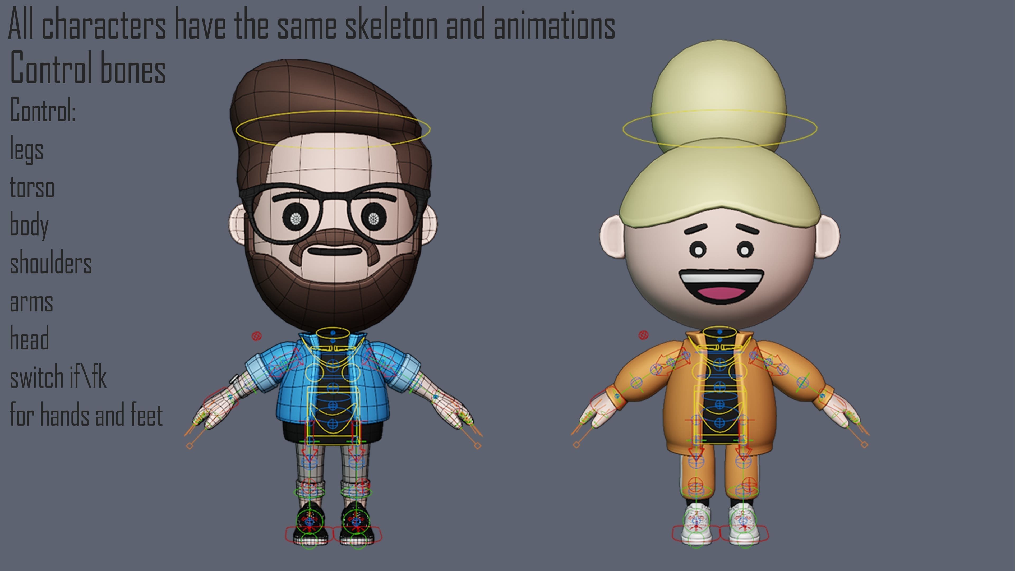 Cute Characters 4  Low-poly 3D model_11