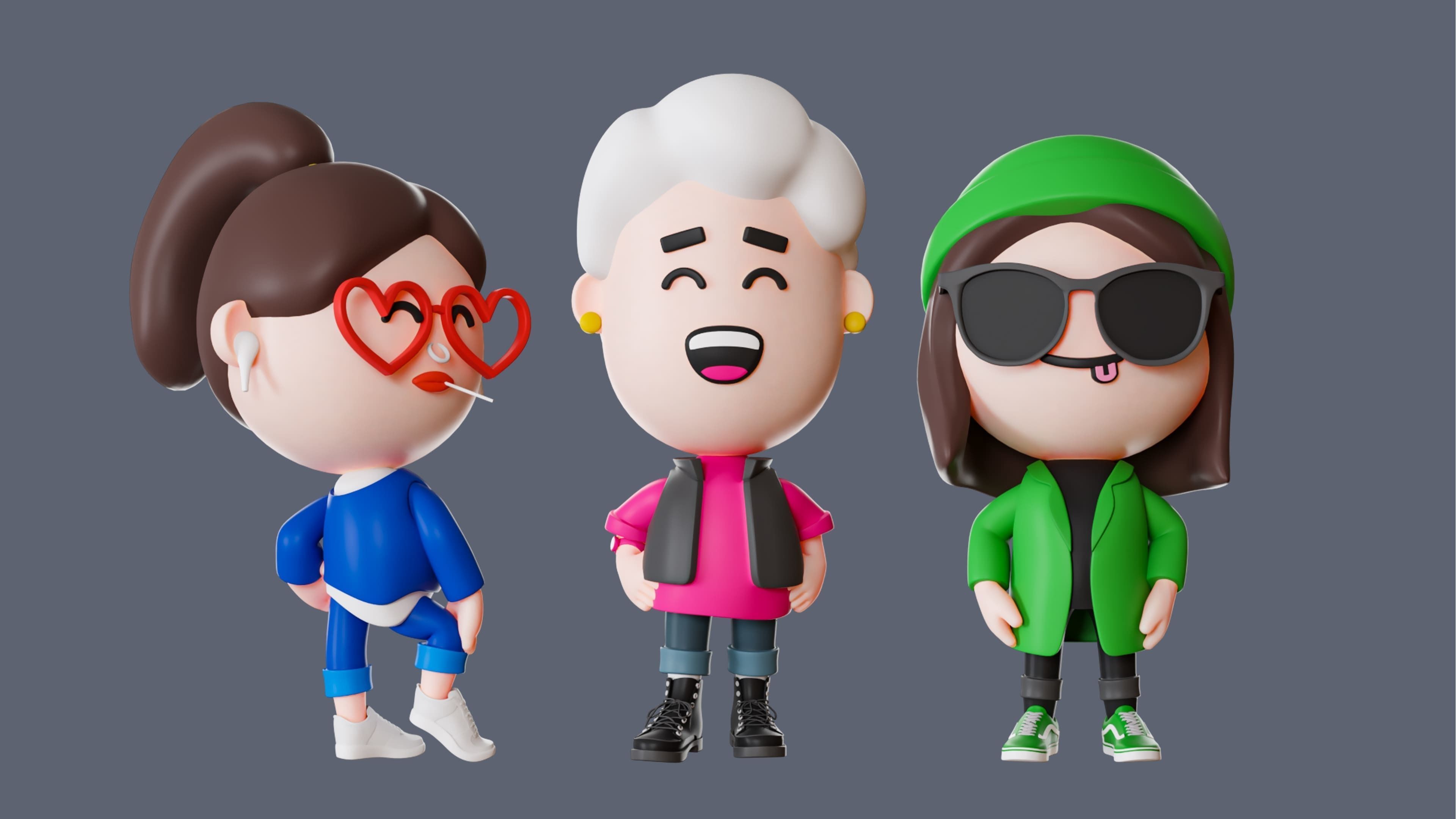 Cute Characters 4  Low-poly 3D model_10