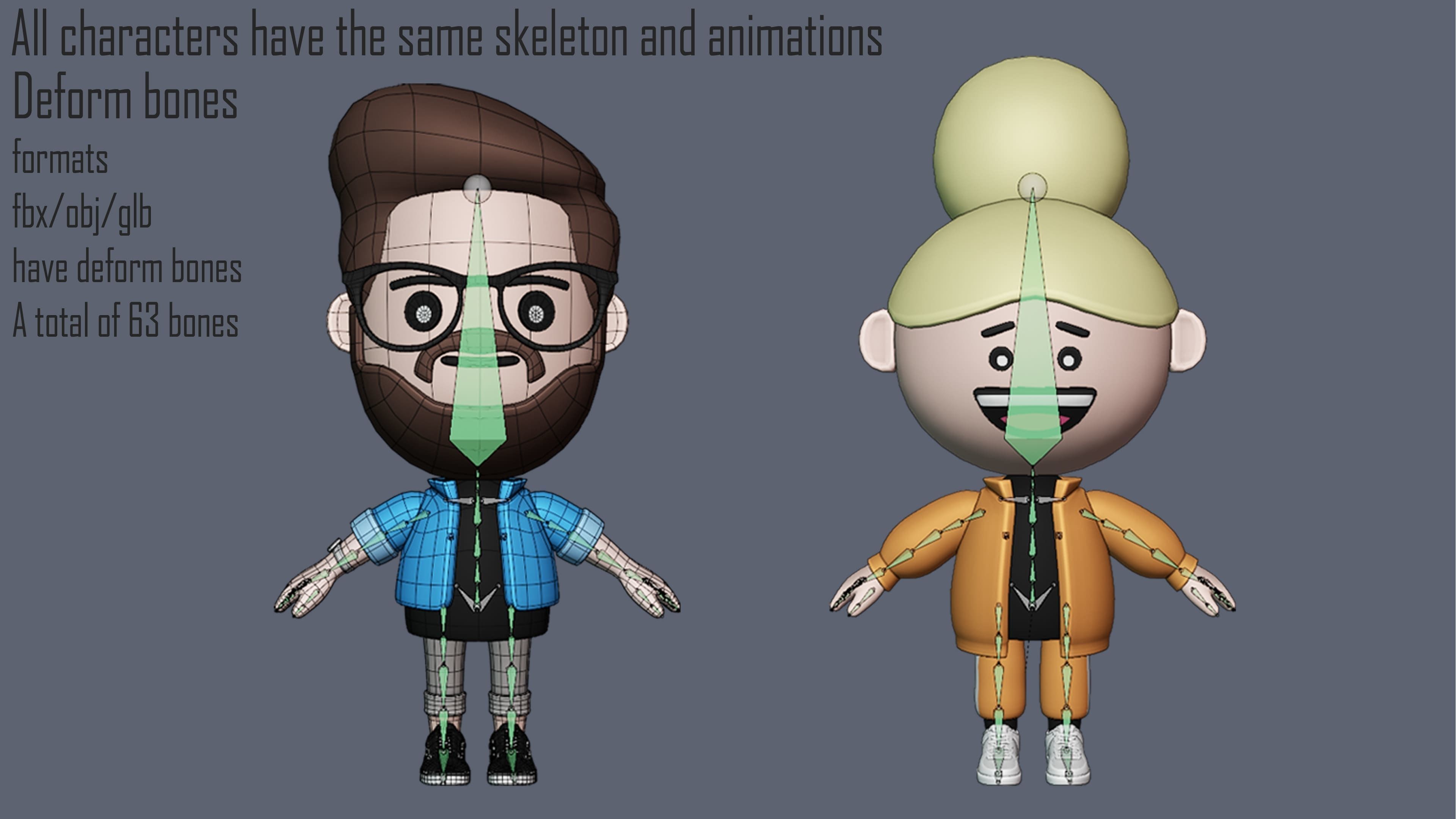 Cute Characters 4  Low-poly 3D model_12