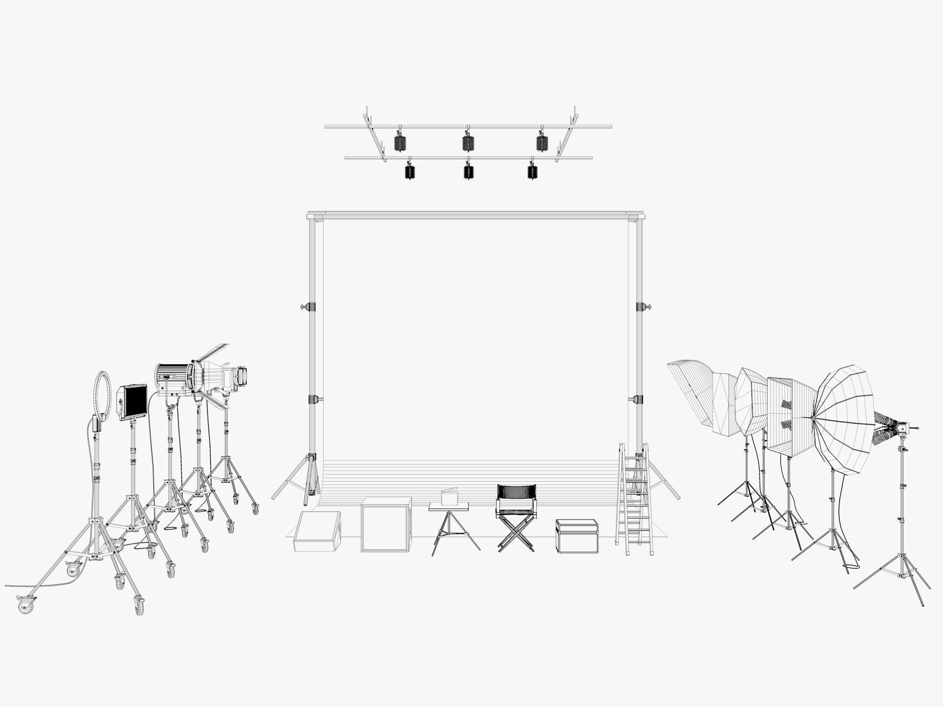 Studio Photography Lights 2 3D model_1