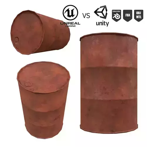  Low-poly 3D model rusty metal barrel Free low-poly 3D model
