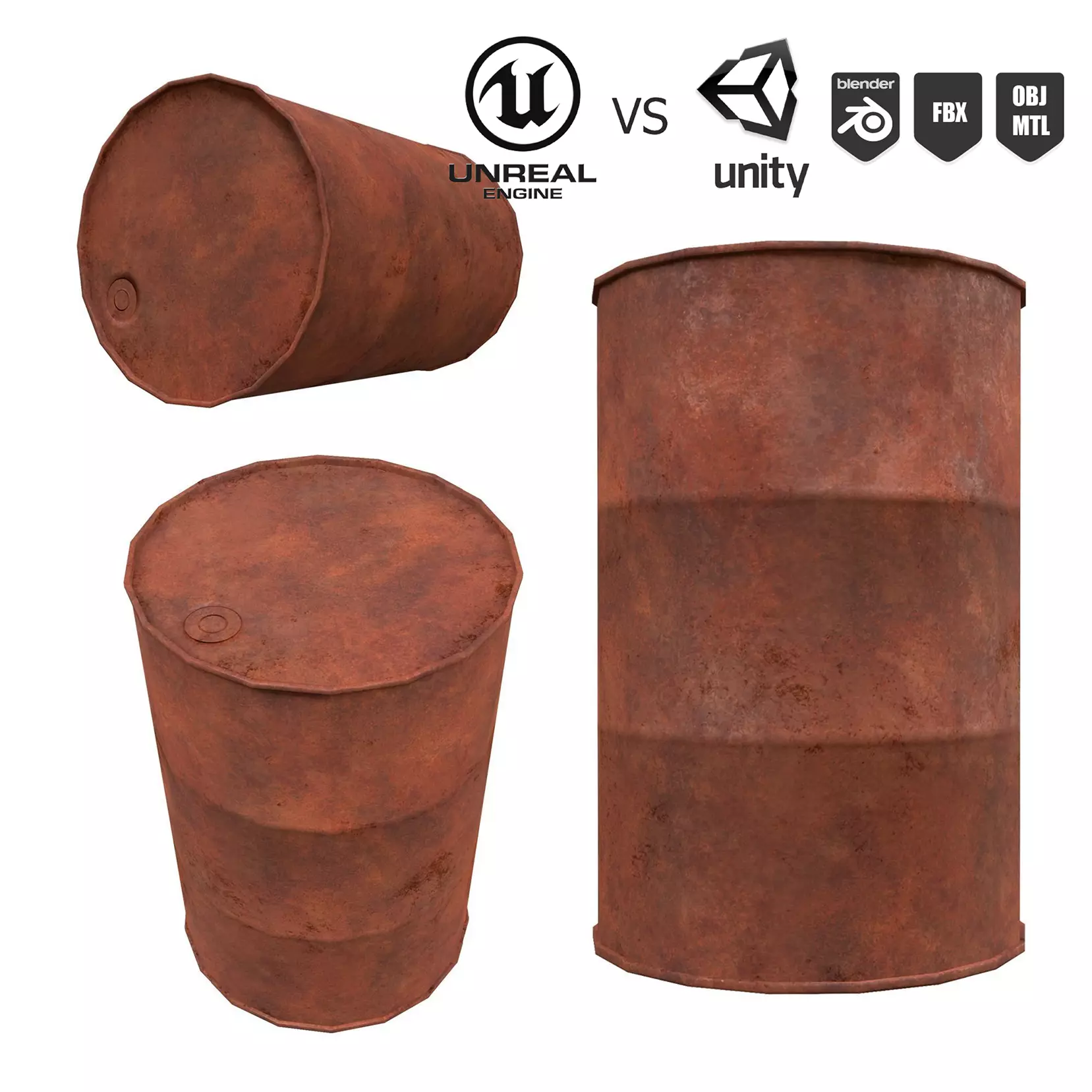 Low-poly 3D model rusty metal barrel Free low-poly 3D model